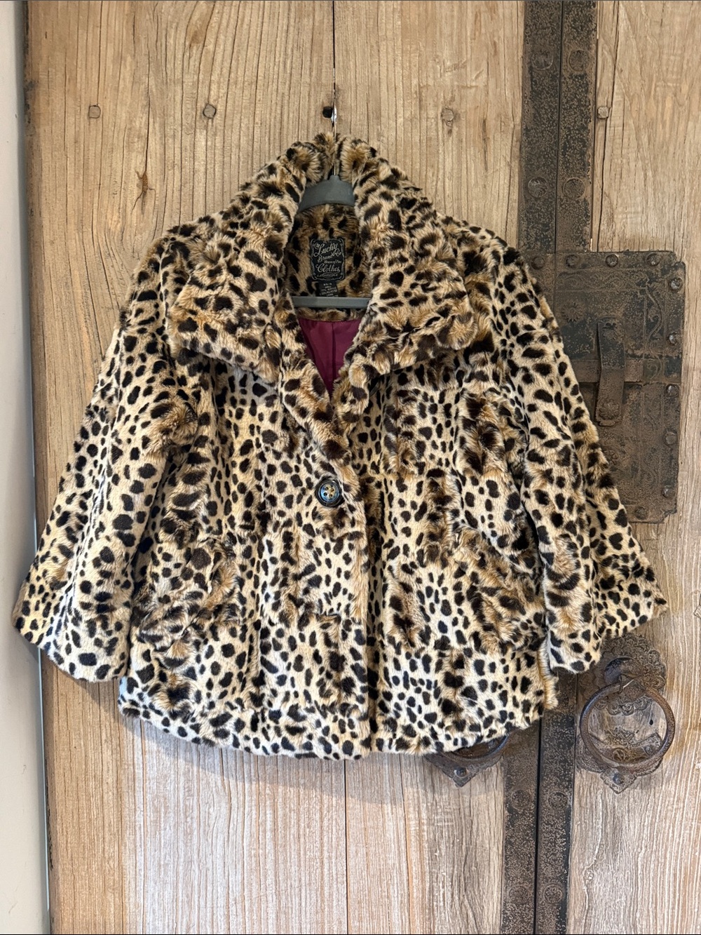 Women’s Lucky Brand Leopard Print Faux Fur Coat - Tan/Black